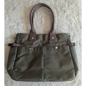 Avon Signature Tote Bag Olive with Brown Trim, New